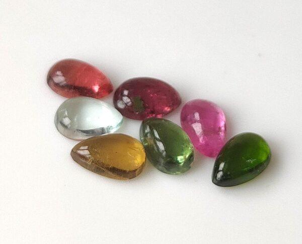 Natural Multi Tourmaline 3×5 mm Pear Cabochon – AAA Quality Multicolor Tourmaline Pear 3x5mm