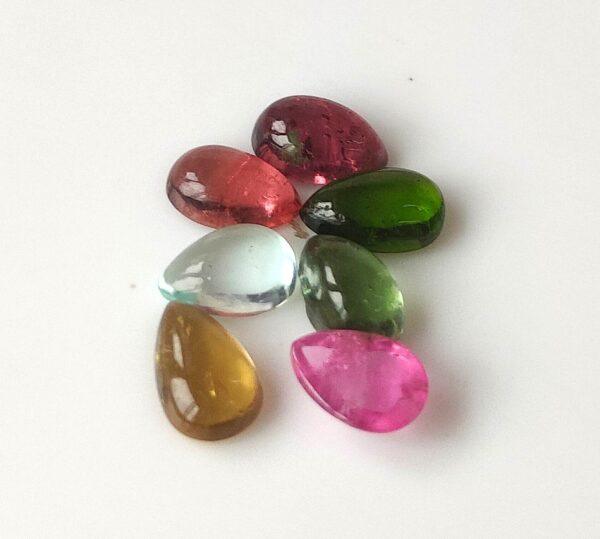 Natural Multi Tourmaline 3×5 mm Pear Cabochon – AAA Quality Multicolor Tourmaline Pear 3x5mm