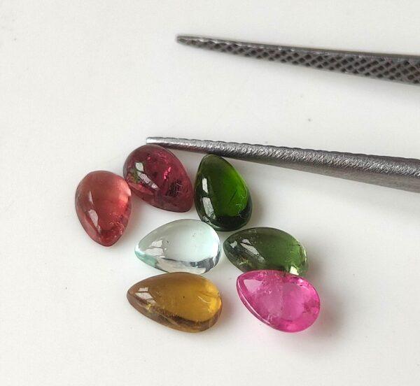 Natural Multi Tourmaline 3×5 mm Pear Cabochon – AAA Quality Multicolor Tourmaline Pear 3x5mm