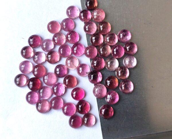 Natural Pink Tourmaline 3 mm Round Cabochon – AAA Quality Pink Tourmaline Round Cabochon 3mm