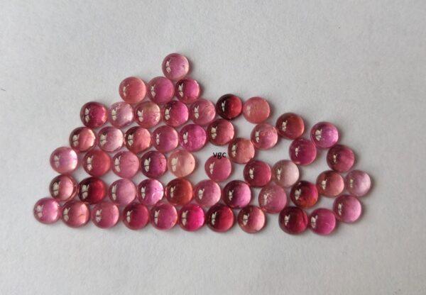 Natural Pink Tourmaline 3 mm Round Cabochon – AAA Quality Pink Tourmaline Round Cabochon 3mm