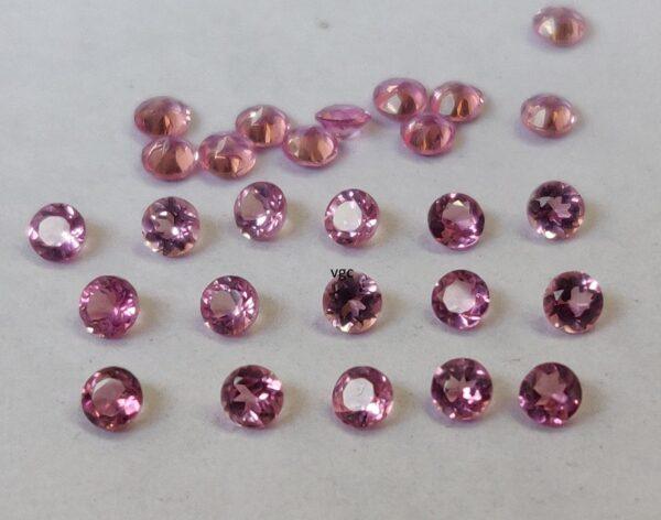 Natural Pink Tourmaline 2 mm Round Faceted Cut – AAA Quality Pink Tourmaline Round Faceted Cut 2mm