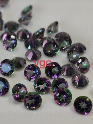 Natural Coated Mystic Topaz 3 mm Round Faceted Cut – AAA Quality Mystic Topaz Round Faceted Cut 3mm