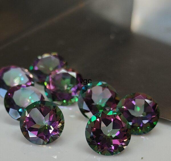 Natural Coated Mystic Topaz 10 mm Round Faceted Cut – AAA Quality Mystic Topaz Round Faceted Cut 10mm