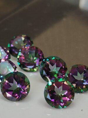 Natural Coated Mystic Topaz 10 mm Round Faceted Cut – AAA Quality Mystic Topaz Round Faceted Cut 10mm
