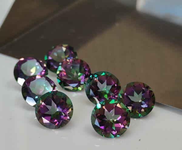 Natural Coated Mystic Topaz 10 mm Round Faceted Cut – AAA Quality Mystic Topaz Round Faceted Cut 10mm