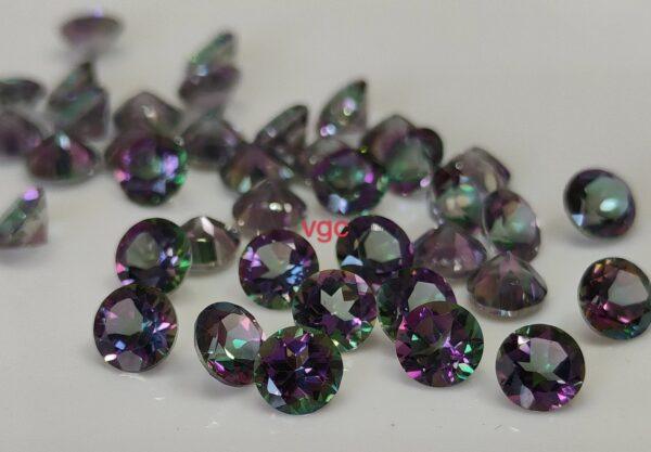 Natural Coated Mystic Topaz 3 mm Round Faceted Cut – AAA Quality Mystic Topaz Round Faceted Cut 3mm