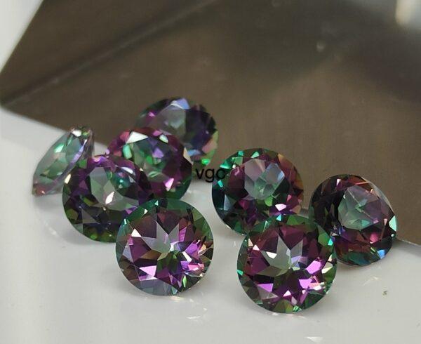 Natural Coated Mystic Topaz 10 mm Round Faceted Cut – AAA Quality Mystic Topaz Round Faceted Cut 10mm