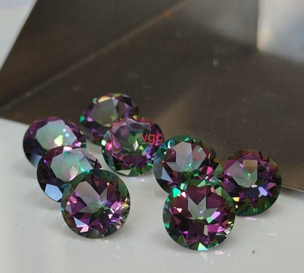 Natural Coated Mystic Topaz 10 mm Round Faceted Cut – AAA Quality Mystic Topaz Round Faceted Cut 10mm