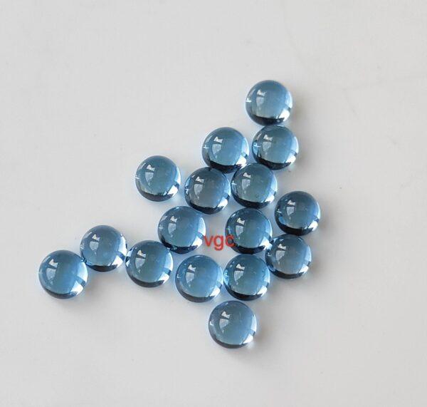 Natural Swiss Blue Topaz 4 mm Round Cabochon – AAA Quality Swiss Blue Topaz Round Cabochon 4mm