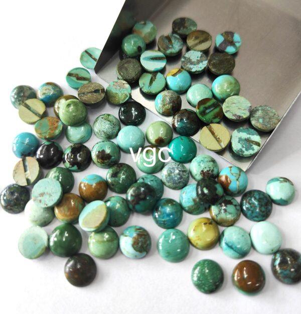 Natural Tibbati Turquoise 10 mm Round Cabochon – AAA Quality Tibetan Turquoise Round 10mm