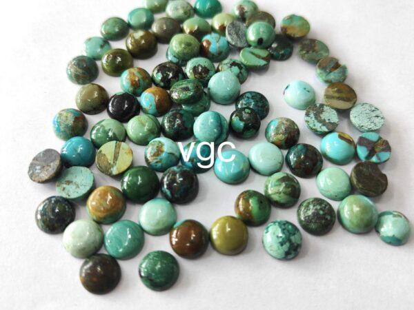 Natural Tibbati Turquoise 10 mm Round Cabochon – AAA Quality Tibetan Turquoise Round 10mm