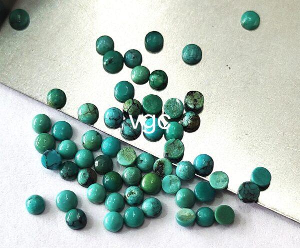 Natural Tibbati Turquoise 3 mm Round Cabochon – AAA Quality Tibetan Turquoise Round 3mm