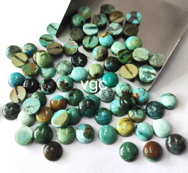 Natural Tibbati Turquoise 10 mm Round Cabochon – AAA Quality Tibetan Turquoise Round 10mm