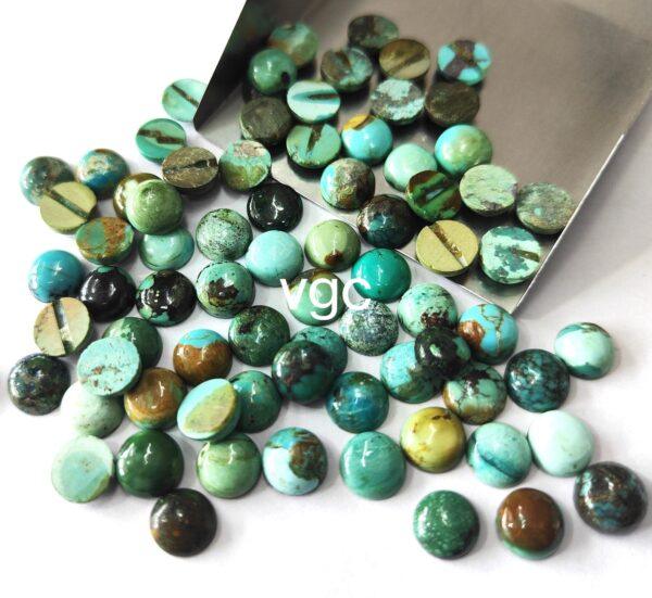 Natural Tibbati Turquoise 10 mm Round Cabochon – AAA Quality Tibetan Turquoise Round 10mm