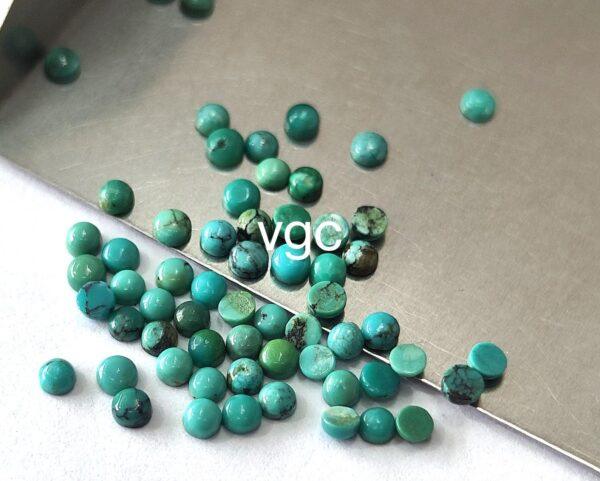 Natural Tibbati Turquoise 3 mm Round Cabochon – AAA Quality Tibetan Turquoise Round 3mm