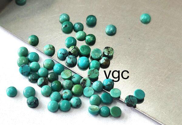 Natural Tibbati Turquoise 3 mm Round Cabochon – AAA Quality Tibetan Turquoise Round 3mm