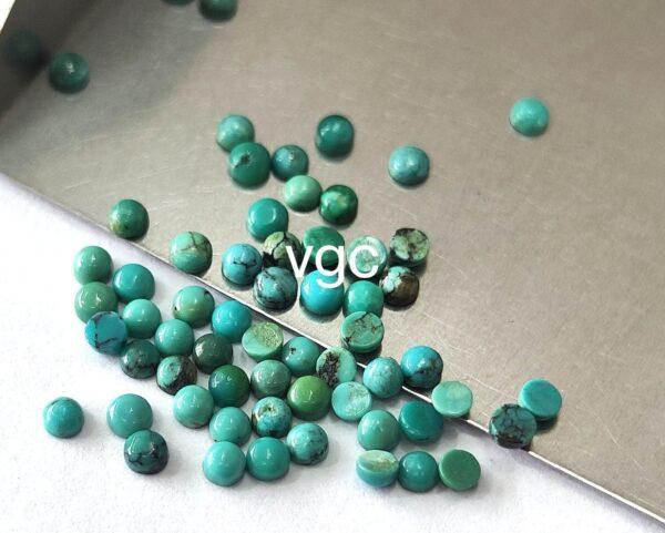 Natural Tibbati Turquoise 3 mm Round Cabochon – AAA Quality Tibetan Turquoise Round 3mm