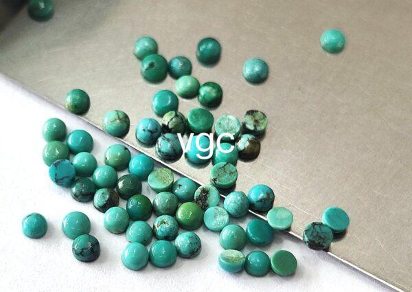 Natural Tibbati Turquoise 3 mm Round Cabochon – AAA Quality Tibetan Turquoise Round 3mm