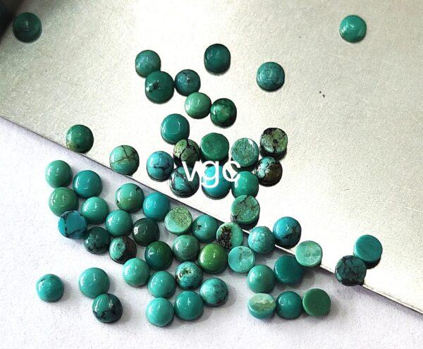 Natural Tibbati Turquoise 3 mm Round Cabochon – AAA Quality Tibetan Turquoise Round 3mm