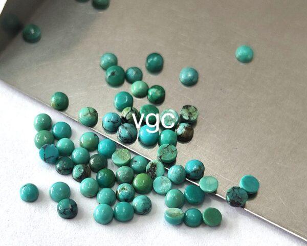 Natural Tibbati Turquoise 3 mm Round Cabochon – AAA Quality Tibetan Turquoise Round 3mm