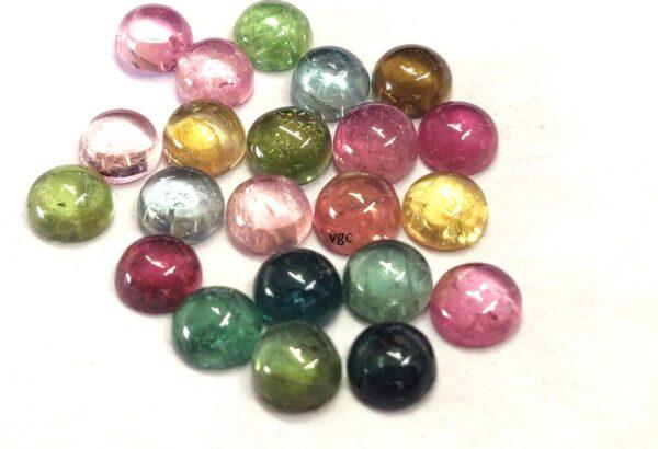 Natural Multi Tourmaline 4 mm Round Cabochon – AAA Quality Multicolor Tourmaline Round 4mm