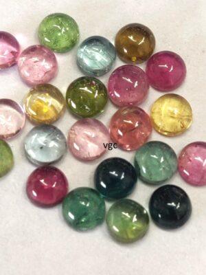 Natural Multi Tourmaline 4 mm Round Cabochon – AAA Quality Multicolor Tourmaline Round 4mm