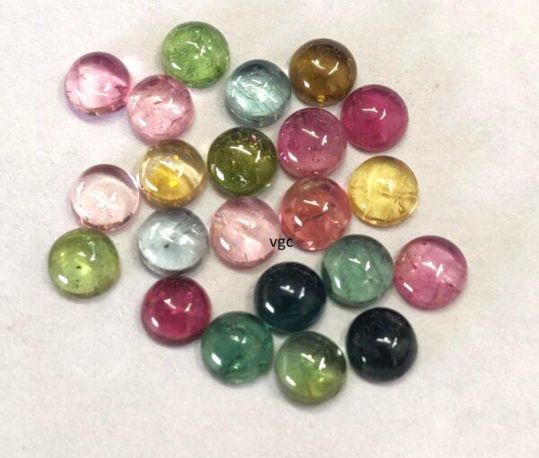 Natural Multi Tourmaline 4 mm Round Cabochon – AAA Quality Multicolor Tourmaline Round 4mm
