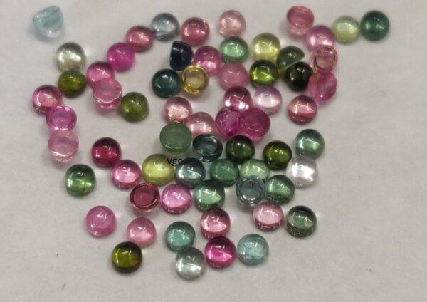 Natural Multi Tourmaline 2 mm Round Cabochon – AAA Quality Multicolor Tourmaline Round 2mm