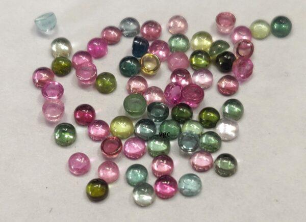 Natural Multi Tourmaline 2 mm Round Cabochon – AAA Quality Multicolor Tourmaline Round 2mm