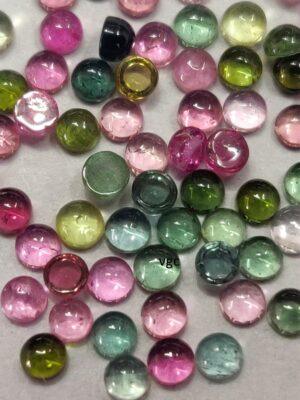 Natural Multi Tourmaline 2 mm Round Cabochon – AAA Quality Multicolor Tourmaline Round 2mm