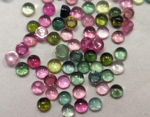 Natural Multi Tourmaline 2 mm Round Cabochon – AAA Quality Multicolor Tourmaline Round 2mm