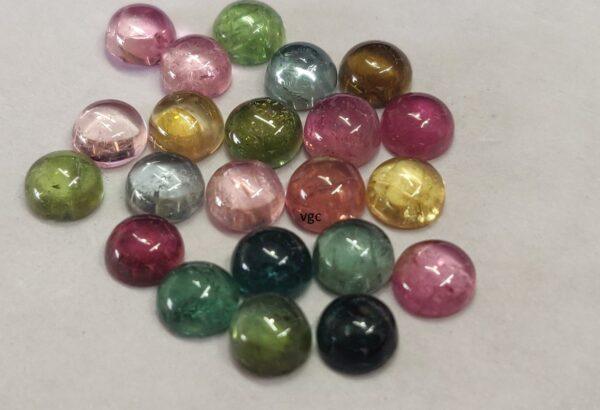 Natural Multi Tourmaline 4 mm Round Cabochon – AAA Quality Multicolor Tourmaline Round 4mm