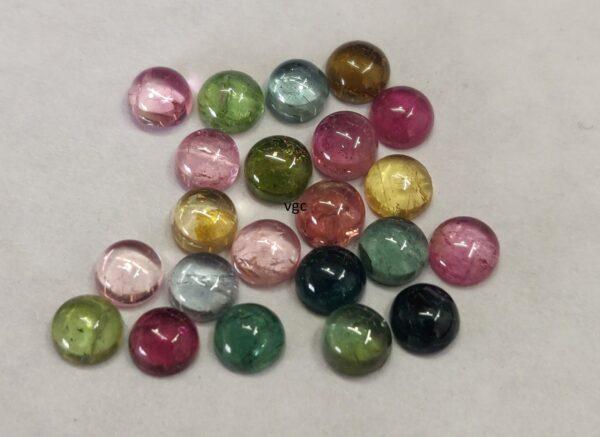 Natural Multi Tourmaline 4 mm Round Cabochon – AAA Quality Multicolor Tourmaline Round 4mm