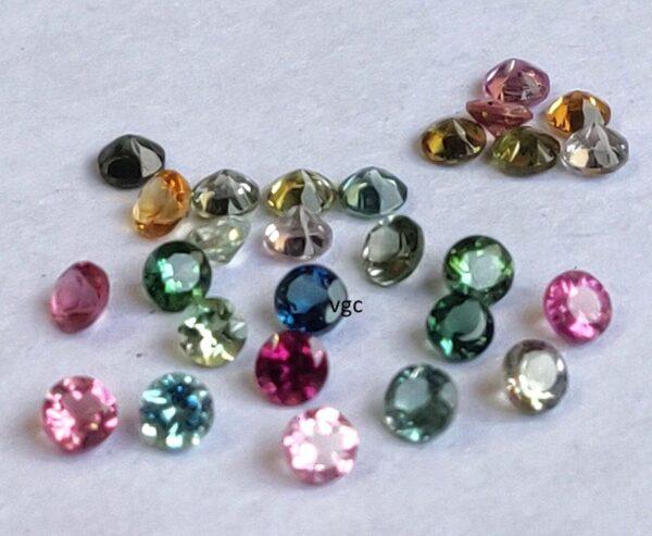 Natural Multi Tourmaline 2 mm Round Faceted Cut – AAA Quality Multicolor Tourmaline Round Faceted Cut 2mm