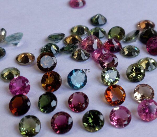 Natural Multi Tourmaline 3 mm Round Faceted Cut – AAA Quality Multicolor Tourmaline Round Faceted Cut 3mm