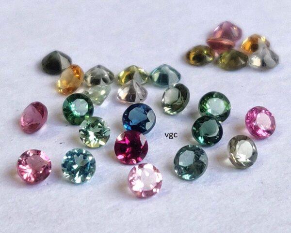 Natural Multi Tourmaline 2 mm Round Faceted Cut – AAA Quality Multicolor Tourmaline Round Faceted Cut 2mm