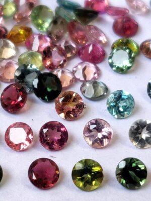 Natural Multi Tourmaline 3 mm Round Faceted Cut – AAA Quality Multicolor Tourmaline Round Faceted Cut 3mm