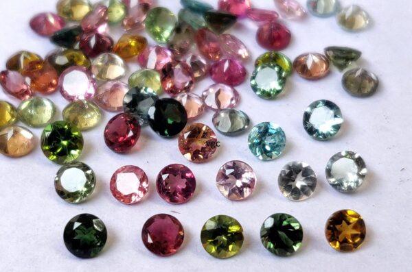 Natural Multi Tourmaline 3 mm Round Faceted Cut – AAA Quality Multicolor Tourmaline Round Faceted Cut 3mm