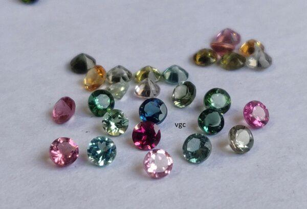 Natural Multi Tourmaline 2 mm Round Faceted Cut – AAA Quality Multicolor Tourmaline Round Faceted Cut 2mm