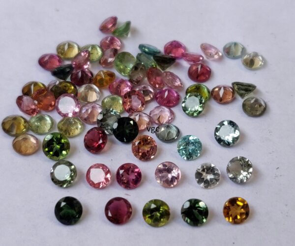 Natural Multi Tourmaline 3 mm Round Faceted Cut – AAA Quality Multicolor Tourmaline Round Faceted Cut 3mm