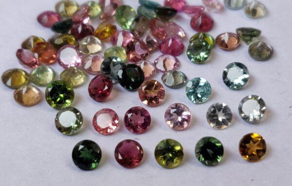 Natural Multi Tourmaline 3 mm Round Faceted Cut – AAA Quality Multicolor Tourmaline Round Faceted Cut 3mm