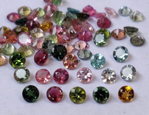Natural Multi Tourmaline 3 mm Round Faceted Cut – AAA Quality Multicolor Tourmaline Round Faceted Cut 3mm