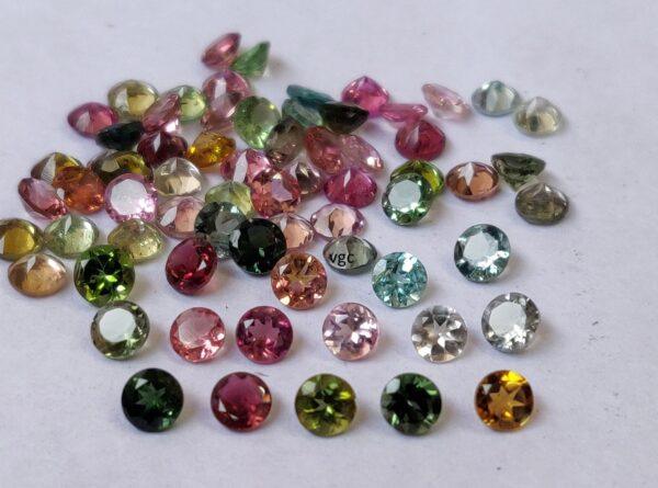 Natural Multi Tourmaline 3 mm Round Faceted Cut – AAA Quality Multicolor Tourmaline Round Faceted Cut 3mm