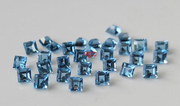 Natural Swiss Blue Topaz 4 mm Square Faceted Cut – AAA Quality Swiss Blue Topaz Square Faceted Cut 4mm