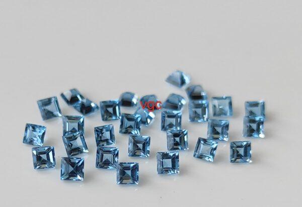 Natural Swiss Blue Topaz 4 mm Square Faceted Cut – AAA Quality Swiss Blue Topaz Square Faceted Cut 4mm