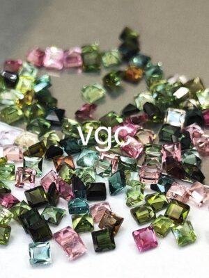 Natural Multi Tourmaline 2 mm Square Faceted Cut – AAA Quality Multicolor Tourmaline Square 2mm
