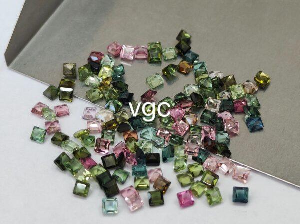 Natural Multi Tourmaline 2 mm Square Faceted Cut – AAA Quality Multicolor Tourmaline Square 2mm