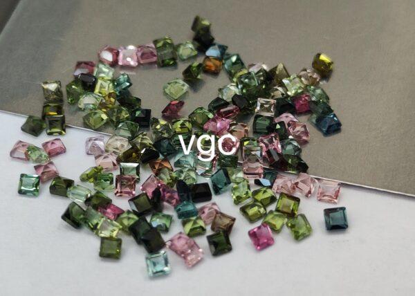 Natural Multi Tourmaline 2 mm Square Faceted Cut – AAA Quality Multicolor Tourmaline Square 2mm